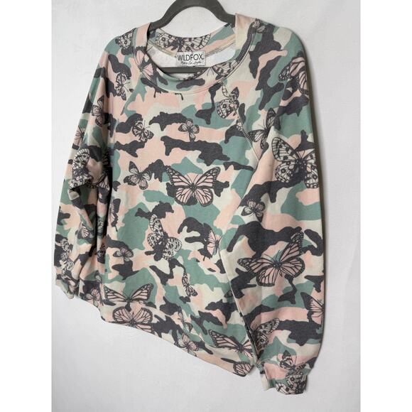 Wildfox Pullover Sweatshirt Butterfly Camo Soft Athleisure Long Sleeve NWT Med - Picture 4 of 5